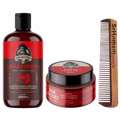 Imagem do produto Kit Shampoo 230ml Pasta Barba Negra Pente Duplo Don Alcides