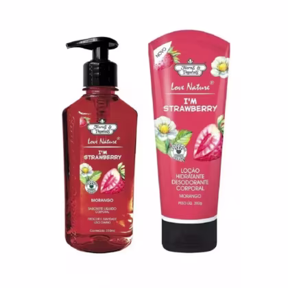 Imagem do produto KIT SABONETE LÍQUIDO E LOÇÃO HIDRATANTE MORANGO FLORES E VEGETAIS