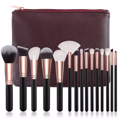 Imagem do produto Kit Pincéis de Maquiagem com Bolsa Marrom