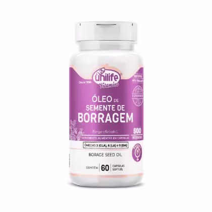 Imagem do produto Suplemento Alimentar Óleo de Borragem 500mg Unilife 60 Cápsulas
