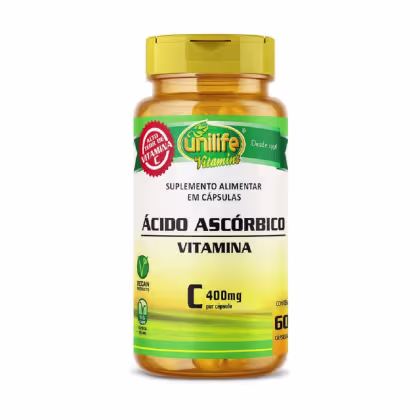Imagem do produto Suplemento Vitamina C 400g - Ácido Ascórbico Unilife 60 Cápsulas