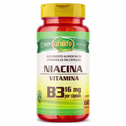 Imagem do produto Suplemento Alimentar Niacina Vitamina B3 500mg Unilife 60 Cápsulas