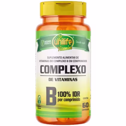 Imagem do produto Suplemento Alimentar Complexo B 100% IDR 500mg Unilife 60 Comprimidos