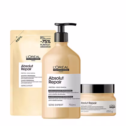 Imagem do produto Kit L'Oréal Professionnel Absolut Repair Gold Home Care Refil (3 produtos)