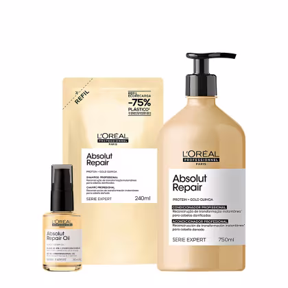 Imagem do produto Kit L'Oréal Professionnel Absolut Repair Gold Duo Refil Oil 30 (3 produtos)