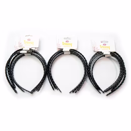Imagem do produto Tiara Cabelo Corrente Plástico Preto Pacote 12x1 Unidade - Terumy Acessórios