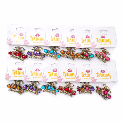 Imagem do produto Piranha Metal Pedrarias Coloridas Pacote 12x1 Unidade - Terumy Acessórios