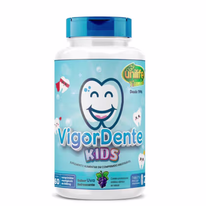 Imagem do produto Suplemento Alimentar VigorDente Kids Sabor Uva Unilife 60 Comprimidos Mastigáveis