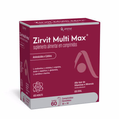 Imagem do produto Suplemento Alimentar Arese Zirvit Multi Max 60 Comprimidos Revestidos