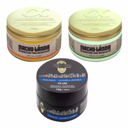 Imagem do produto Kit Macho-Lândia Pomadas Modeladoras + Light Man (3 Produtos)