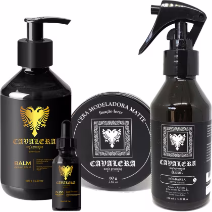 Imagem do produto Kit Cavalera Pomada Matte + Pós Barba Bay Rum + Óleo Premium + Balm Premium 150ml