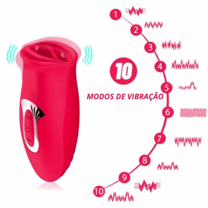 Imagem do produto Vibrador Boca e Língua 10 Intensidades de Vibração 13,5cm x 5,5cm em Silicone Recarregável