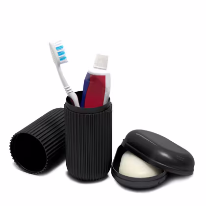 Imagem do produto Kit de Higiene Porta Escova + Saboneteira Preto - Santa Clara