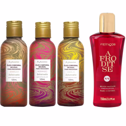 Imagem do produto Kit 4 Óleos Massagem Corporal Relaxante Sabores E Afrodite