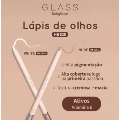 Imagem do produto Lápis de Olhos Ruby Rose Linha Glass Cores:Nude