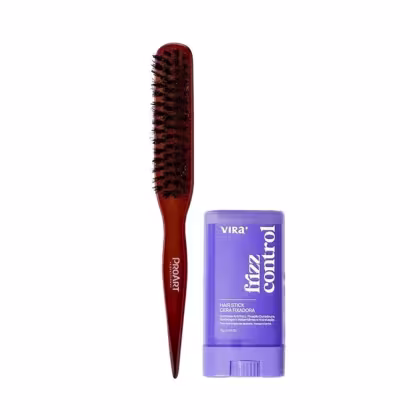 Imagem do produto Kit Frizz Control Cera Finalizadora em Bastão 13g e Escova Pro Art para Acabamento e Penteado