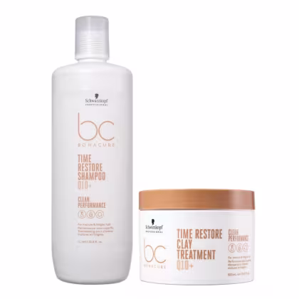 Imagem do produto Kit Schwarzkopf Bc Time Restore Q10+ - Shampoo 1L + Máscara 500ml