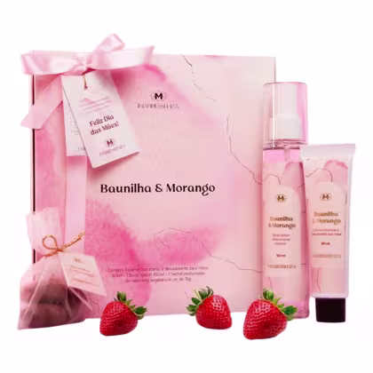Imagem do produto Kit Baunilha e Morango Creme para Mãos + Body Splash + Sabonete Madressenza