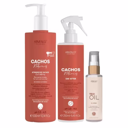 Imagem do produto Kit Arvensis Professional Cachos Naturais - Ativador De Cachos Curl Defining 300ml + Day After 250ml + Tec Oil 60ml