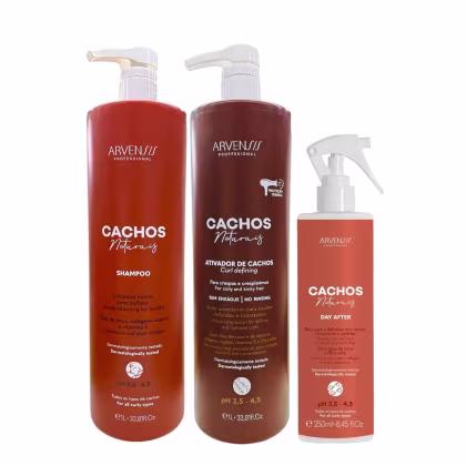 Imagem do produto Kit Arvensis Professional Cachos Naturais - Shampoo 1L + Ativador De Cachos Crespos 1L + Day After 250ml