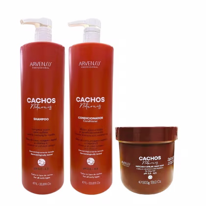Imagem do produto Kit Arvensis Professional Cachos Naturais - Shampoo 1L + Condicionador 1L + Máscara Crespos 500g