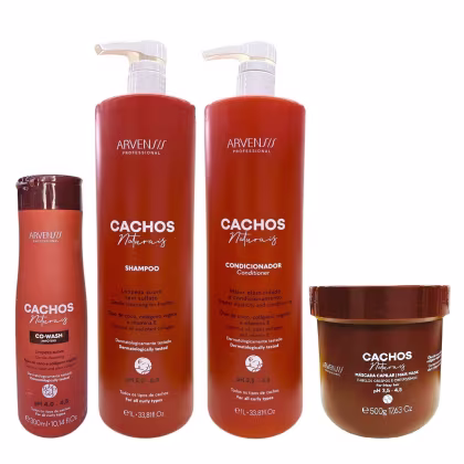 Imagem do produto Kit Arvensis Professional Cachos Naturais - Shampoo 1L + Condicionador 1L + Máscara Crespos 500g + Co-Wash 300ml