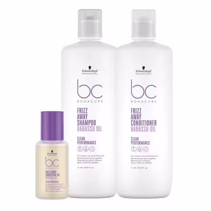 Imagem do produto Kit Schwarzkopf BC Bonacure Frizz Away - Shampoo 1L + Condicionador 1L + Smoothing Oil 50ml