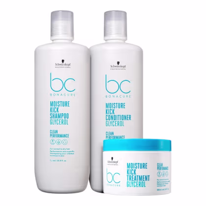 Imagem do produto Kit Schwarzkopf Professional BC Bonacure Moisture Kick Glycerol - Shampoo 1L + Condicionador 1L + Máscara 500ml