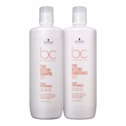 Imagem do produto Kit Schwarzkopf Bc Time Restore Q10 - Shampoo 1L + Condicionador 1L