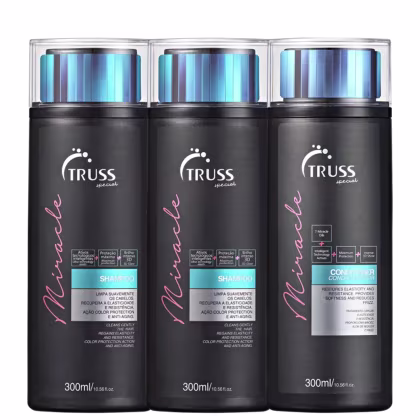 Kit TRUSS Miracle Trio Care, 3 produtos.