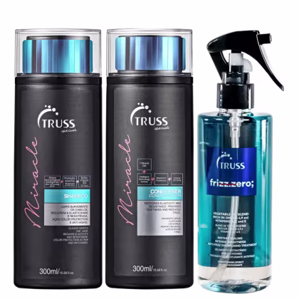 Kit TRUSS Miracle + Frizz Zero, 3 produtos.