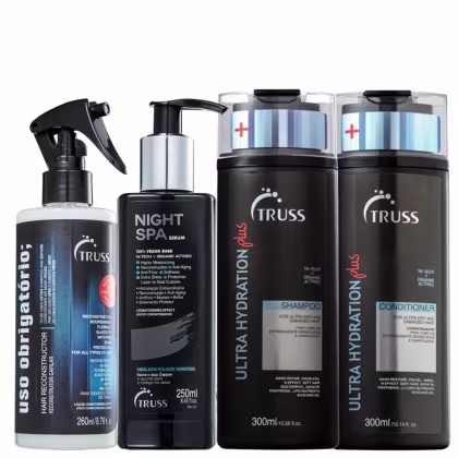 Imagem do produto Kit Truss Ultra Hydration Plus - Shampoo 300ml + Condicionador 300ml + Uso Obrigatório Spray 260ml + Night Spa 250ml