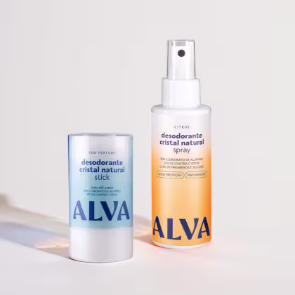 Imagem do produto Kit Transição Cristal Natural Alva: Desodorante Stick 120g Sem Perfume e Spray 120ml Citrus