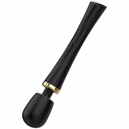 Vibrador preto com haste rígida e acabamento dourado, projetado para estimulação íntima. Produto da marca Sexy Import, com design compacto e ergonômico.