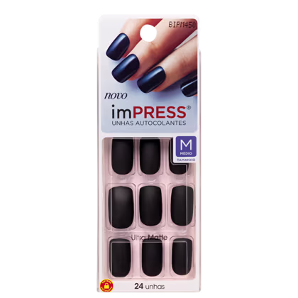 Imagem do produto Kiss New York Impress Média Matte Swan - Unhas Postiças (24 Unidades)