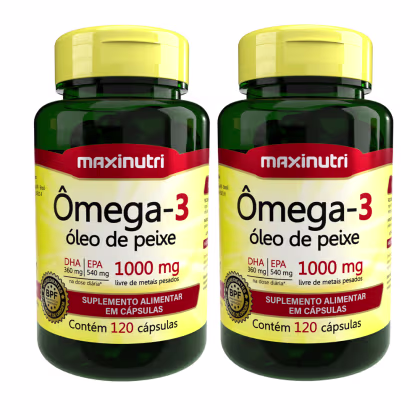 Imagem do produto Kit 02 Omega 3 Óleo de Peixe 1000mg Maxinutri 120 Capsulas