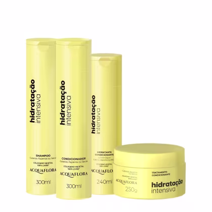 Kit Acquaflora Hidratação Intensiva com Shampoo+Condicionador 300ml+Mascara 250ml+Hidratante sem Enxague 240ml