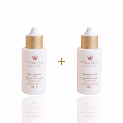 A imagem mostra duas unidades do Diluidor e Blindagem APMarcal Collection Makeup Rescue de 30ml cada