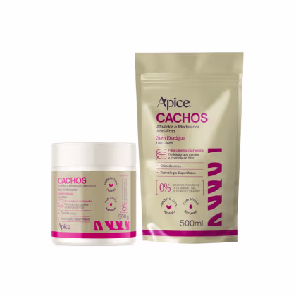 Imagem do produto Kit Ativador e Modelador Anti-Frizz Cachos + Refil 500ml Apice