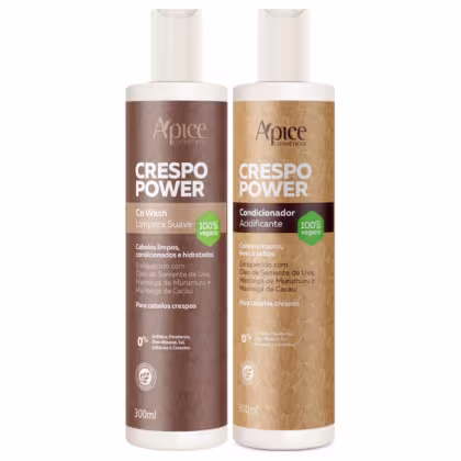 Imagem do produto Kit Apse Crespo Power Shampoo + Condicionador Acidificante Hidratação Cabelo Vegano Profissional	