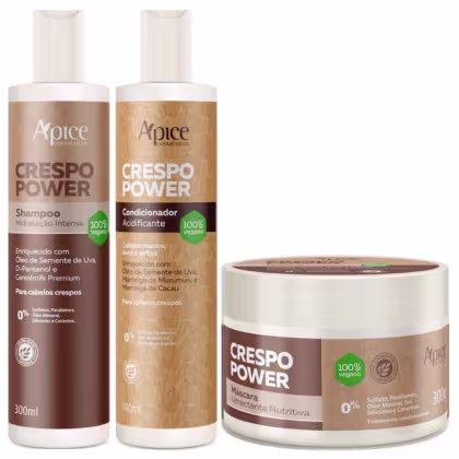 Imagem do produto Kit Apse Crespo Power Shampoo + Condicionador + Mascara Umectante Nutritiva Cabelo Vegano