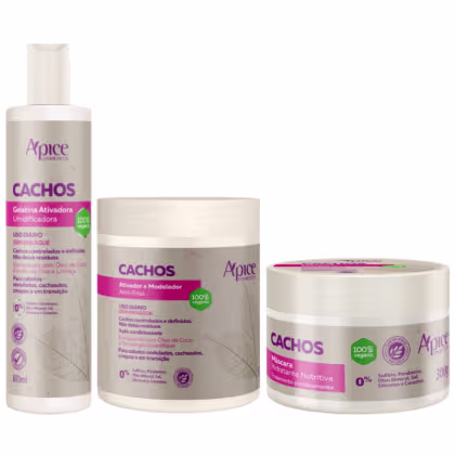 Imagem do produto Kit Apse Cachos Shampoo + Mascara + Ativador Cachos Profissional Completo
