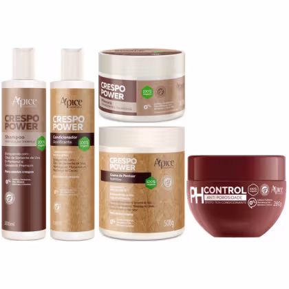 Imagem do produto Kit Crespo Power Apse Anti Porosidade Capilar 5 Produtos Completo Com Mascara Ph Control 300g	