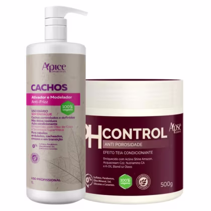 Imagem do produto Kit Apse Cachos Anti Porosidade Creme Pentear Ativador De Cachos 1L + Mascara Ph Control 500g