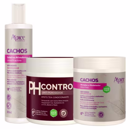 Imagem do produto Kit Apse Cachos Anti Porosidade Creme Pentear Ativador Cachos + Gelatina + Mascara Ph Control 500g