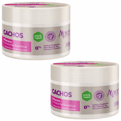 Imagem do produto Kit 2 Mascara Hidratante Apse Apice Cachos Nutritiva Capilar Vegano Profissional 300g