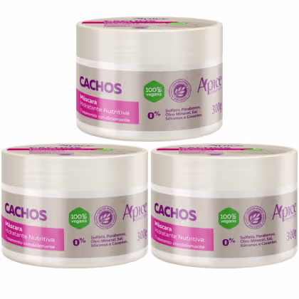 Imagem do produto Kit 3 Mascara Hidratante Apse Apice Cachos Nutritiva Capilar Vegano Profissional 300g