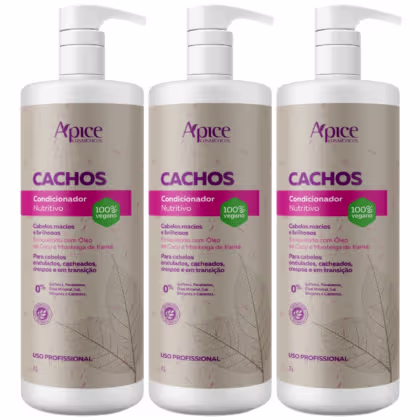 Imagem do produto Kit 3 Condicionador Nutritivo Cachos Apse Apice Vegano Anti Frizz Creme De Pentar Uso Diario 1L