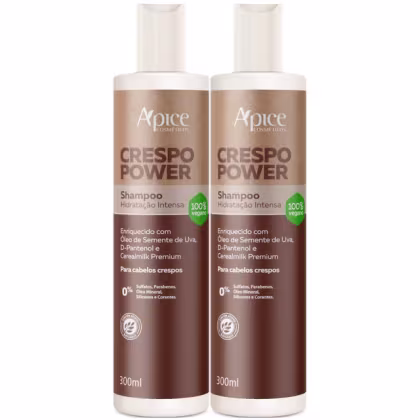 Imagem do produto Kit 2 Shampoo Crespo Power Apice Hidratação Cabelo Maciez Profissional Limpeza Suave Vegano 300ml	