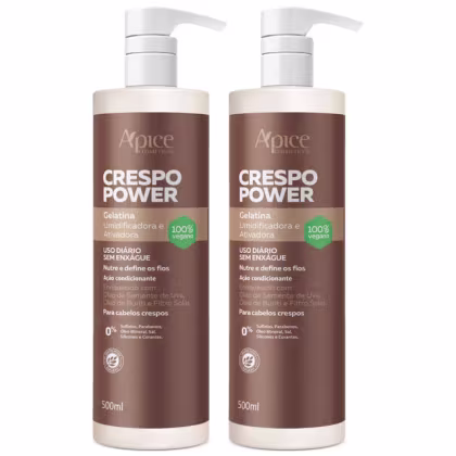 Imagem do produto Kit 2 Gelatina Ativadora Apse Apice Crespo Power Umidificadora Cabelo Profissional Vegano 500ml	